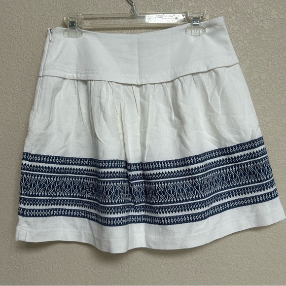 Madewell Women’s White Blue Embroidered Boho A-Line Mini Skirt Size 4 - Picture 3 of 6